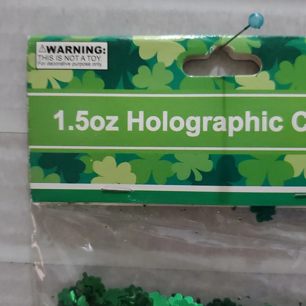 Green Holographic Shamrock Confetti for Parties 1.5 Oz